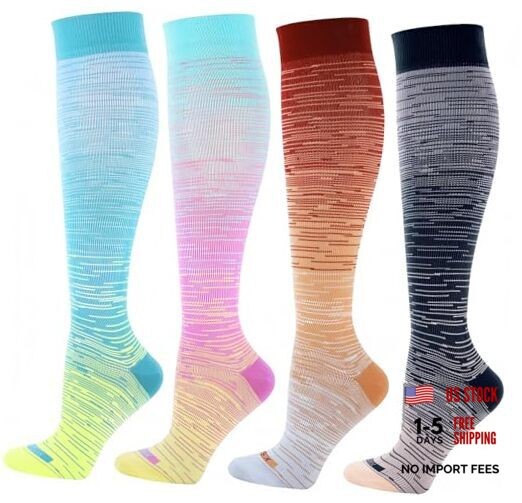 Compression Socks Women and Men, 20-30mmHg, Best for Medium 4 Pairs Tie Dye 2