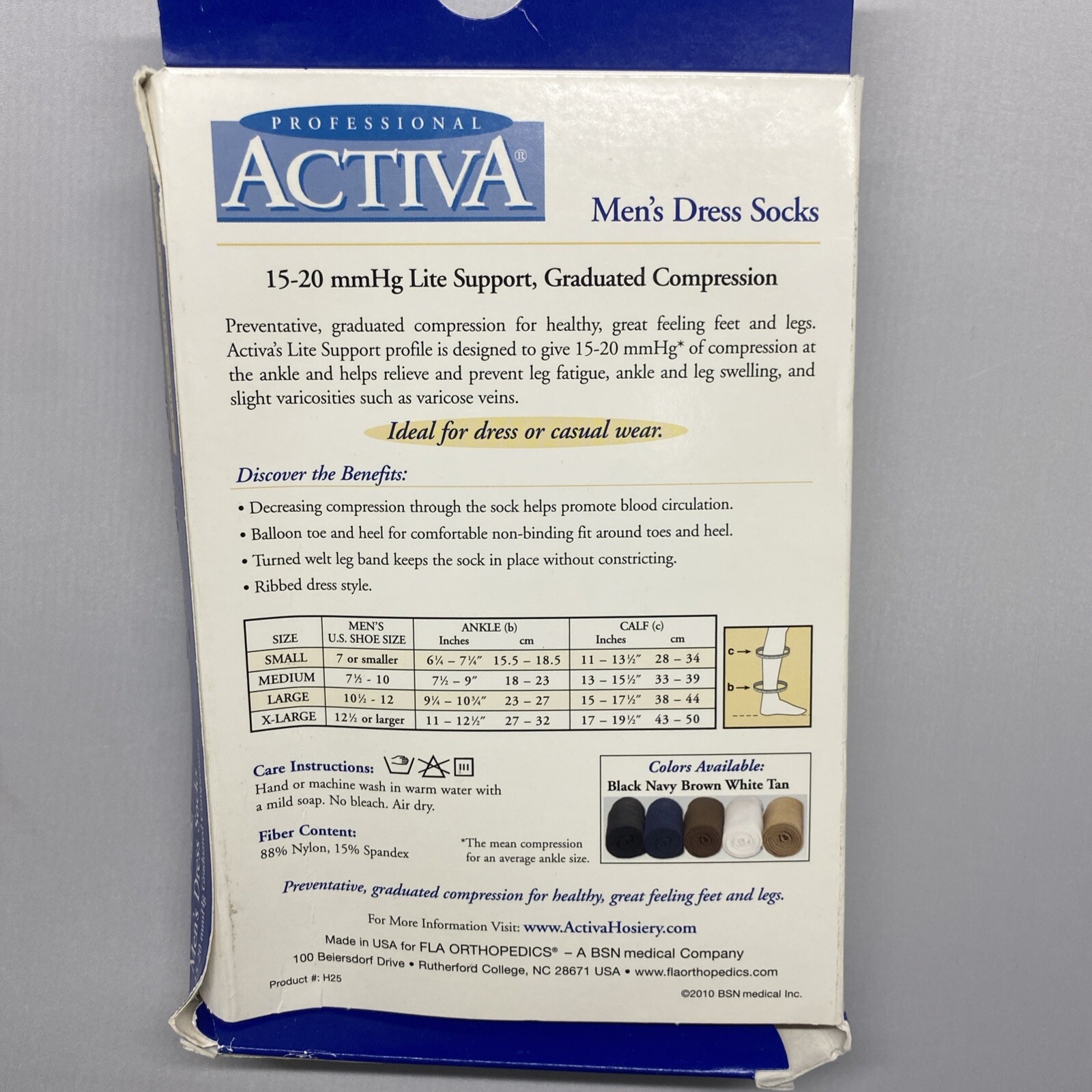 NIB ACTIVA MENS DRESS SOCKS 15-20 BLACK SIZE SMALL LITE SUPPORT