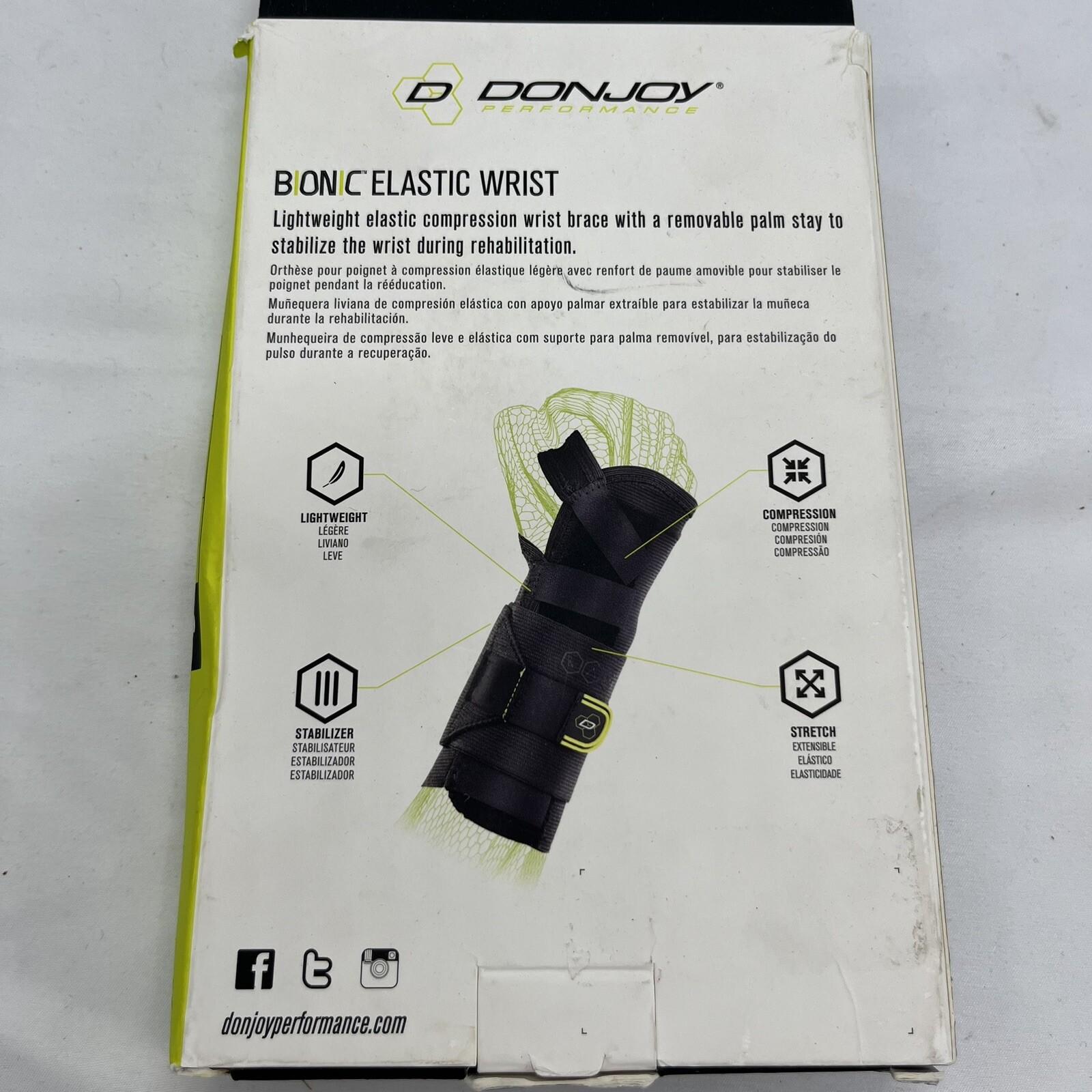 DonJoy Performance Compression Wrist Brace Size XS/S LEFT Bionic Elastic Wrist