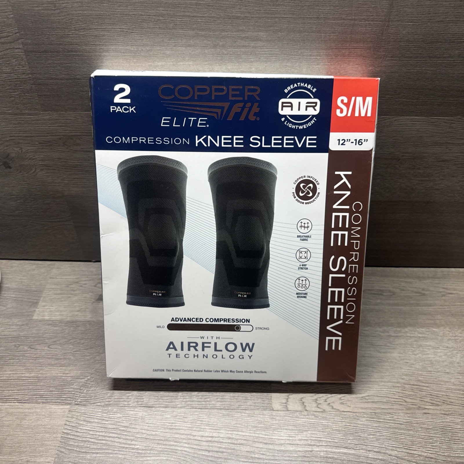 Copper Fit Elite Air Compression Knee Sleeve, 2 Pack – S/M size Open Box