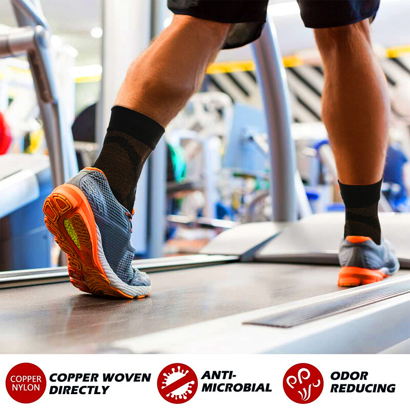 Copper Compression Foot Sleeve Ankle Brace Support Plantar Relief Pain Socks