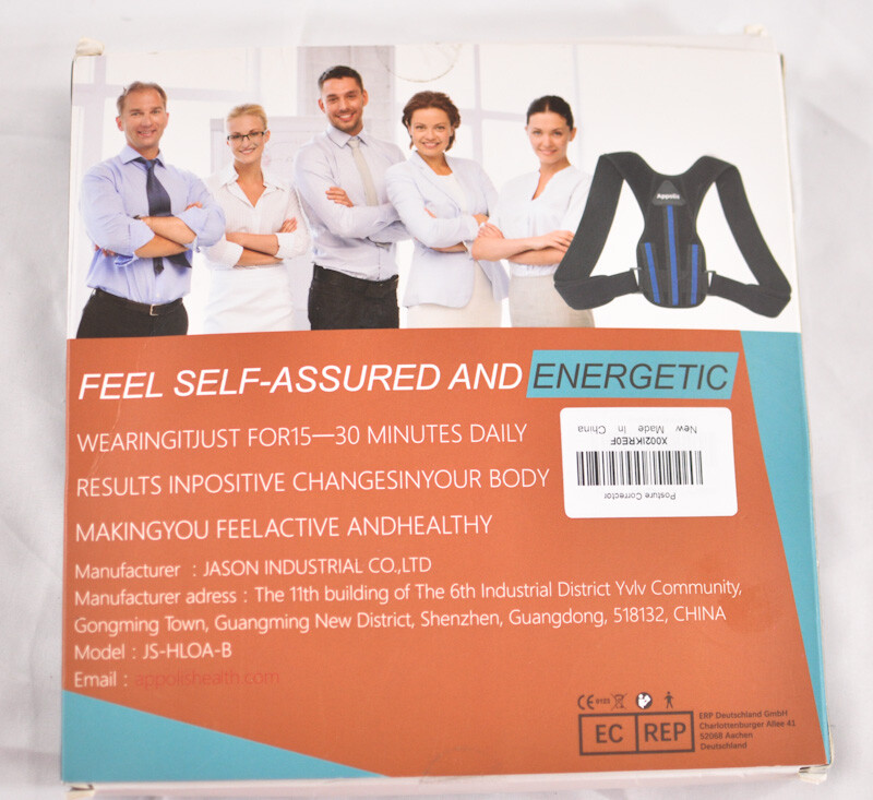 Appolis posture corrector minisize light weight elastic hook & loop closure blac