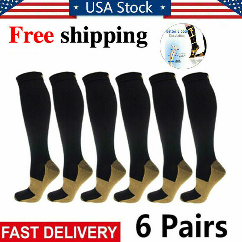 6 Pairs Compression Socks Calcetines de compresión Men Women Support Socks S-2XL