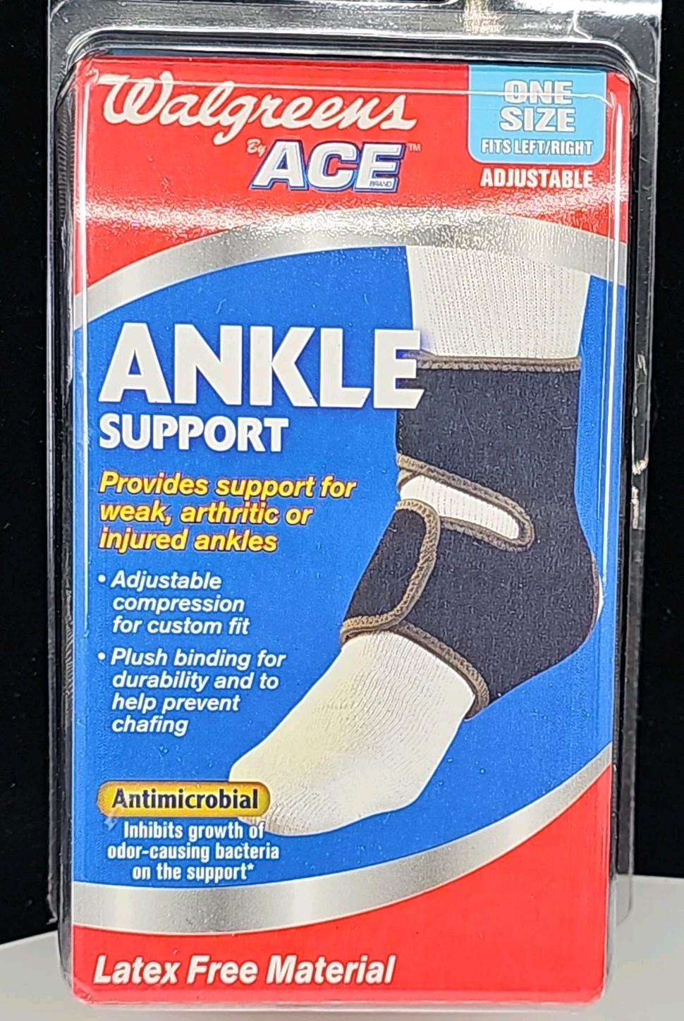 Walgreen Ace Ankle Support One Size Fit Both Feet Adjustable Woman 7-14 Men 6-13