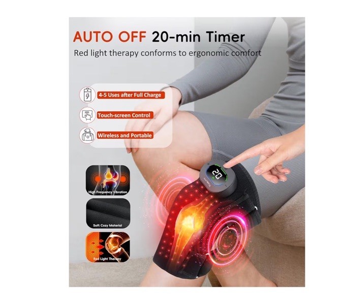 Therapy Knee Brace with Vibration Massage 660Nm 850Nm -Infrared Cordless