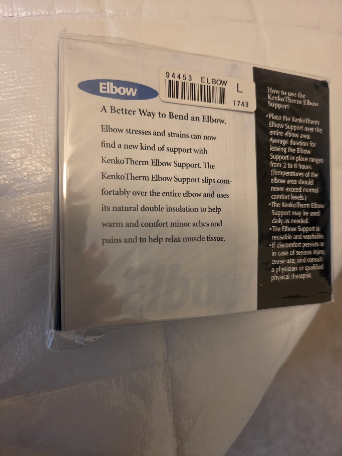 Nikken KENKOTHERM Elbow Wrap #1733 White Size Medium NO MAGNETS
