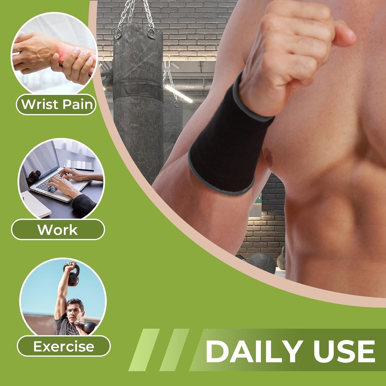 Lightweight Elastic Wrist Support Sleeve in Black – Ideal for Sports & Training