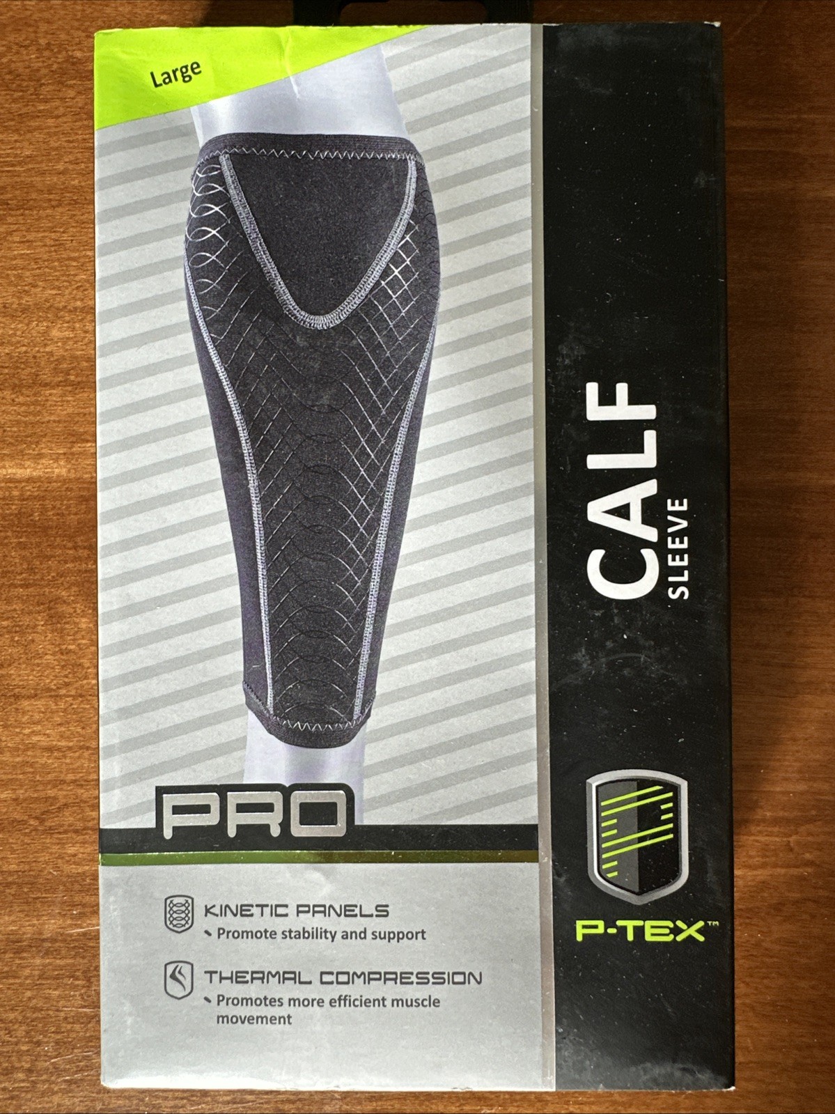 P-TEX PRO KINETIC PANEL COMPRESSION CALF SLEEVE *P-TEXC200* LG *BLACK *NEW