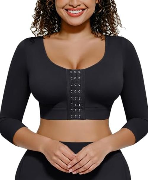 Arm Compression Sleeve Women Post Surgery Front Closure Bra | XX-Large Black