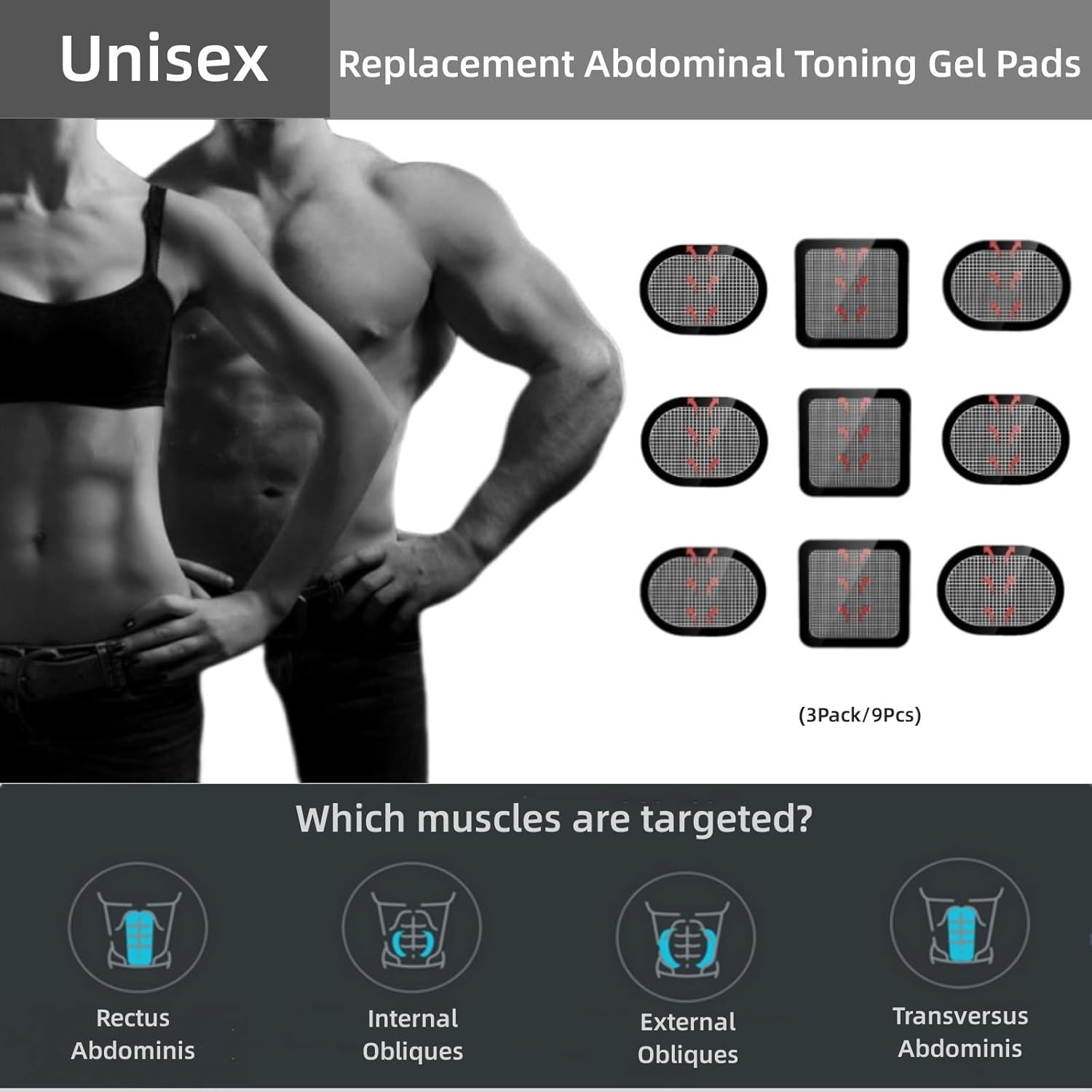 Gel Pads for All Abdominal Belts, Replacement Gel Sheet for Abdominal Toning Sys