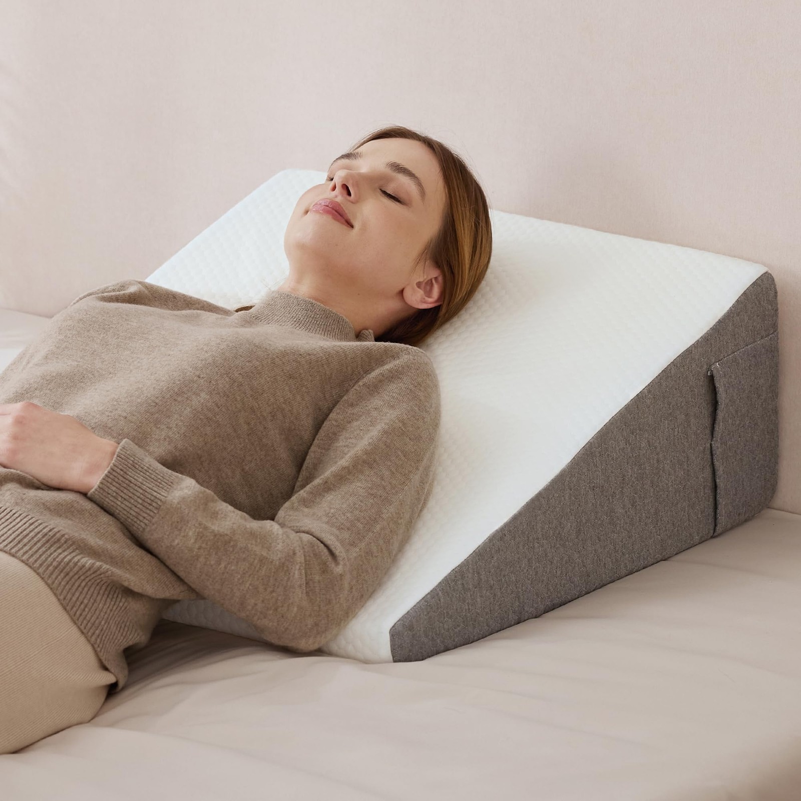Wedge Pillow with Foam Top for 25 x 24 x 8 inches (Pack of 1), White