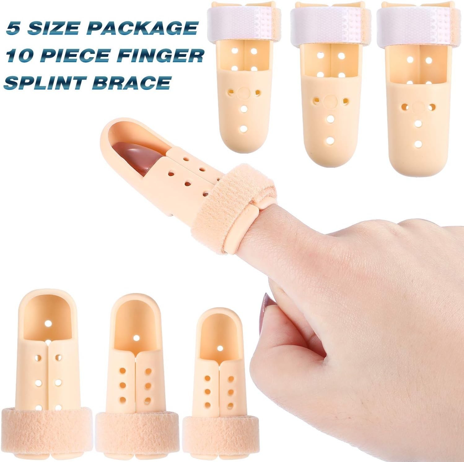10 Pcs Mallet Finger Splint Thumb Splint, 5 Sizes Finger Support Brace Stabilize