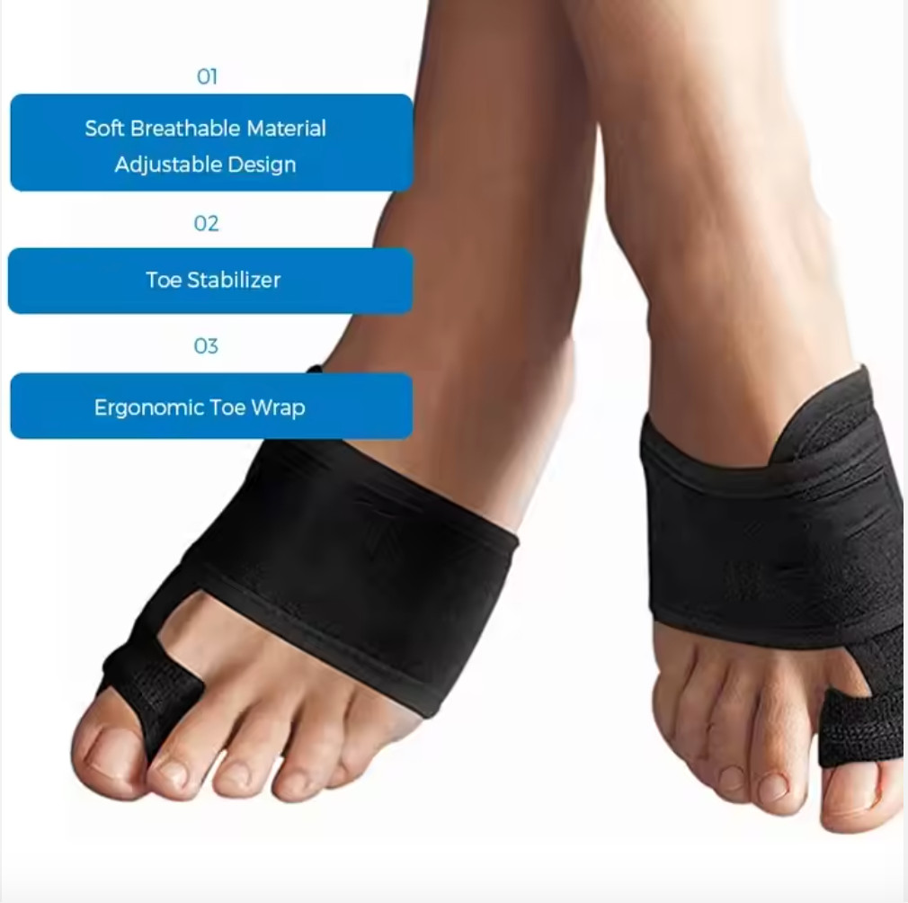 Copper Compression Bunion Wrap Brace Adjustable Black L/R Foot Toe Splint New