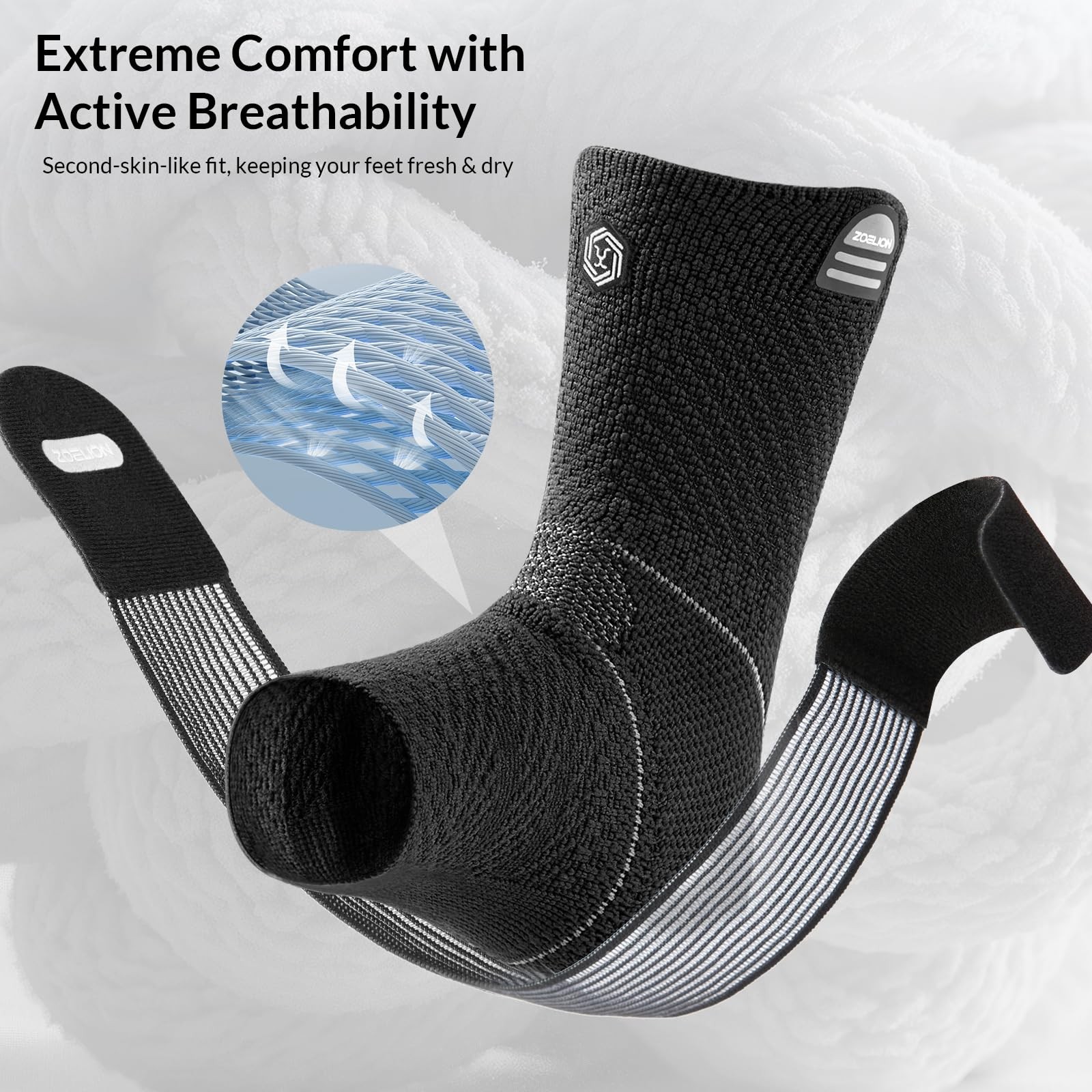 ZOELION Ankle Brace Compression Support with Removable Fishnet Strap, 3D Knit…