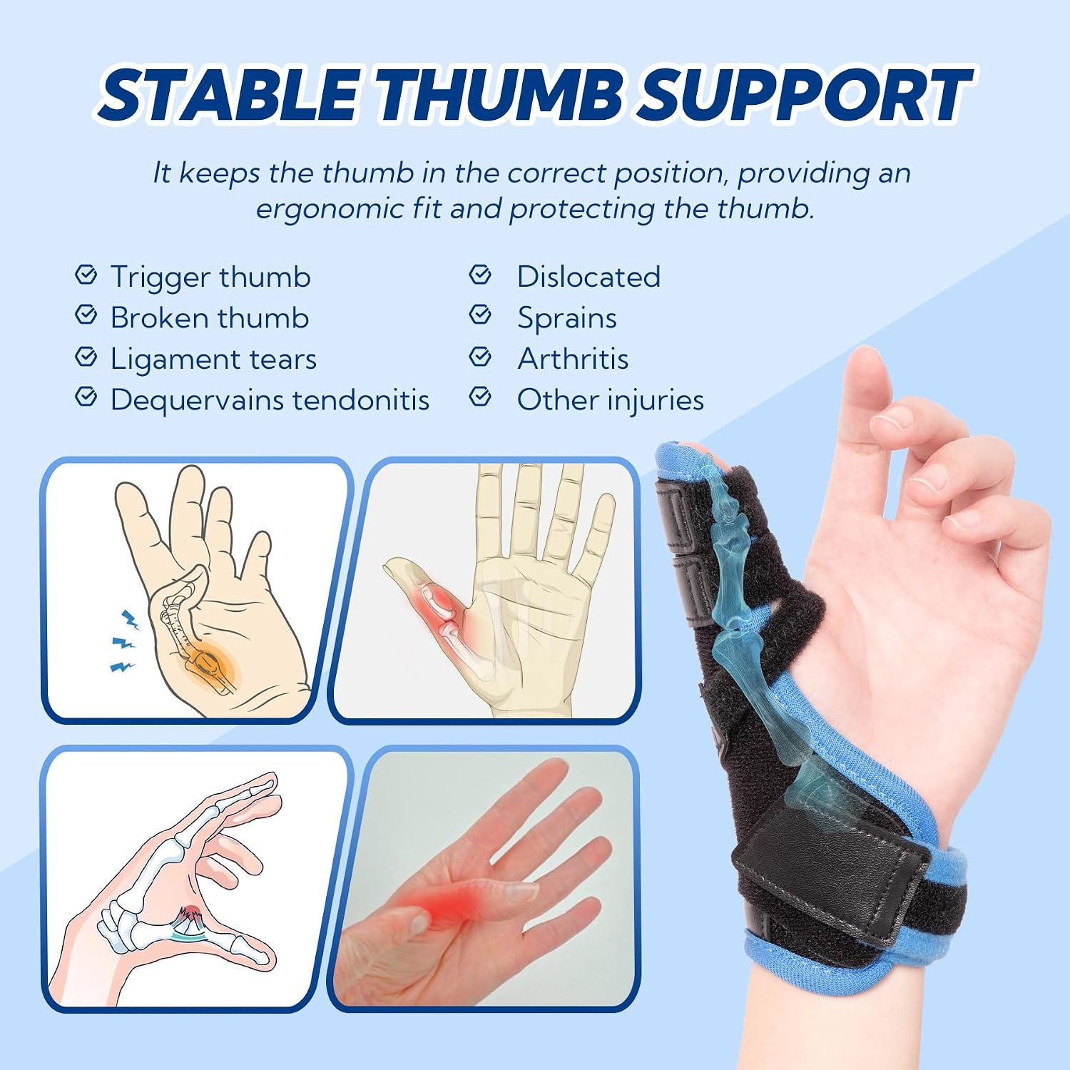 Trigger Thumb Splint, Thumb Spica Splint-Dequervains Tendonitis, CMC Joint Thumb