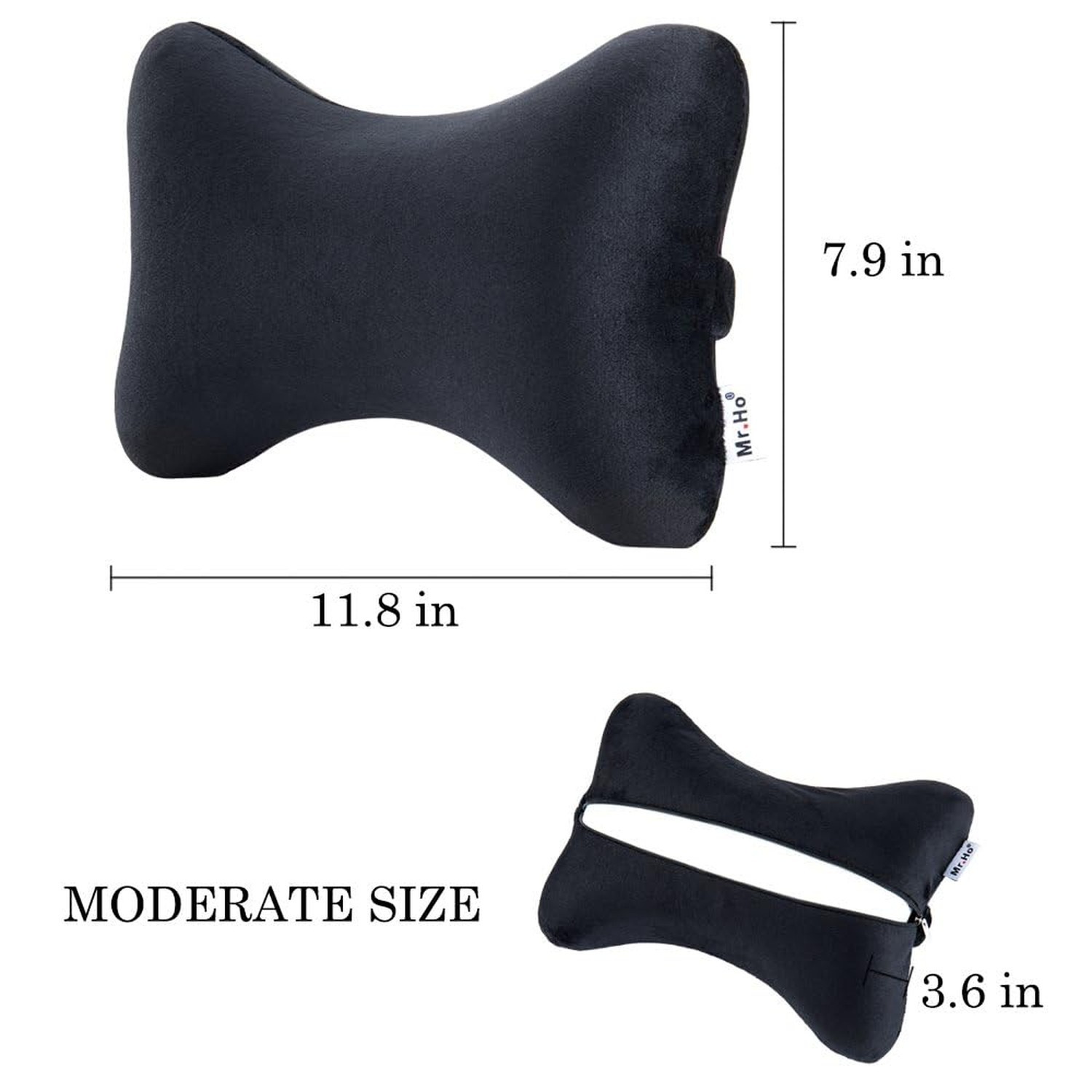 Car Memory Foam Neck Pillow with Premium Velour Washable Removable Pillow Cas…