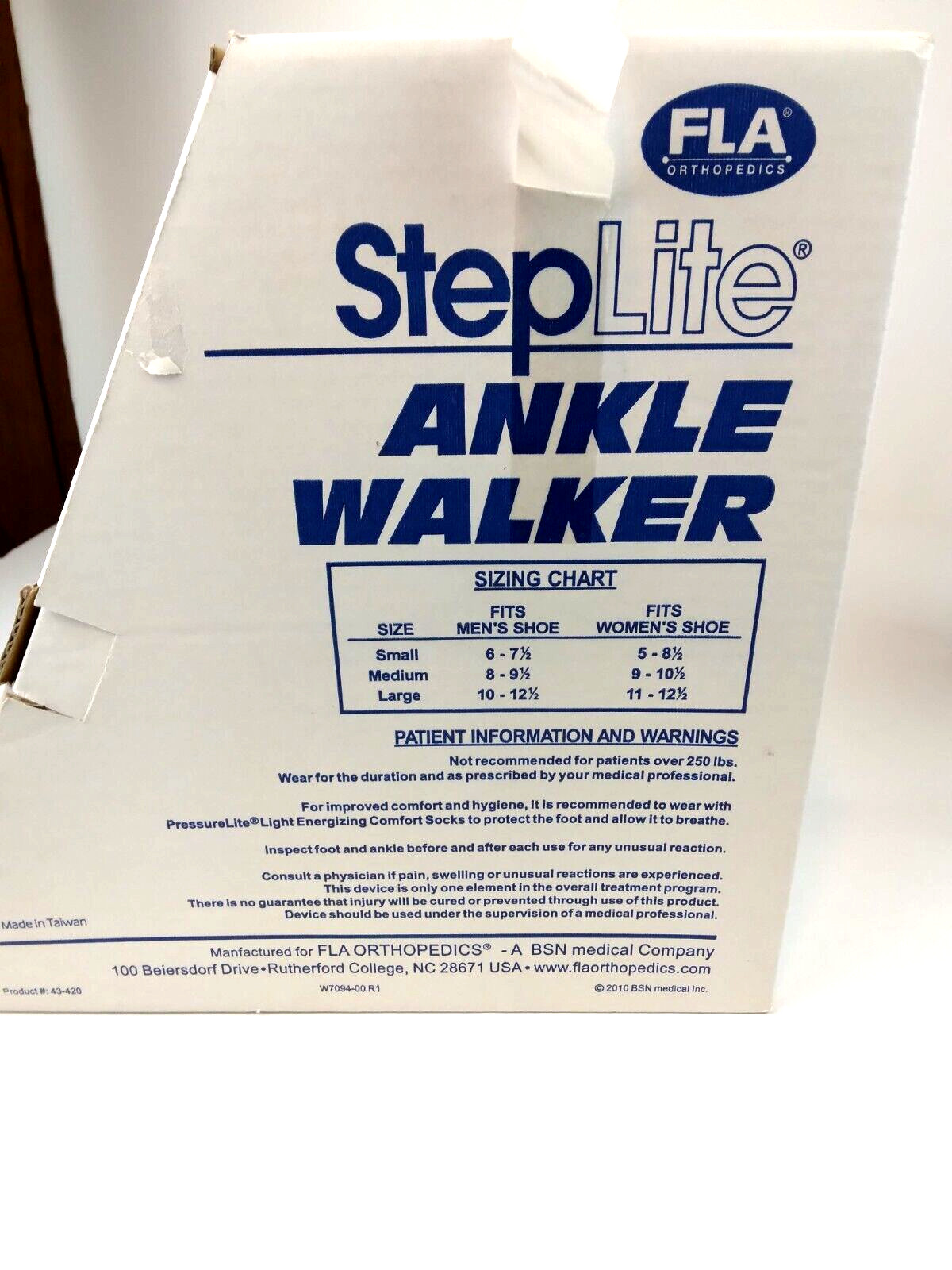 StepLite Ankle Walker Easy Strider Low Height, Size Medium (M 8-9.5/ W 9-10.5)
