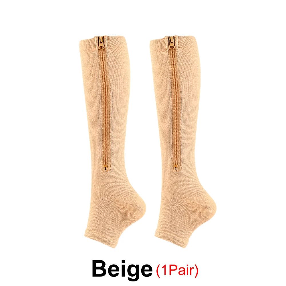 1/2/3Pair Zipper Compression Socks for Women Men,Sturdy Zippered Stocking to Imp