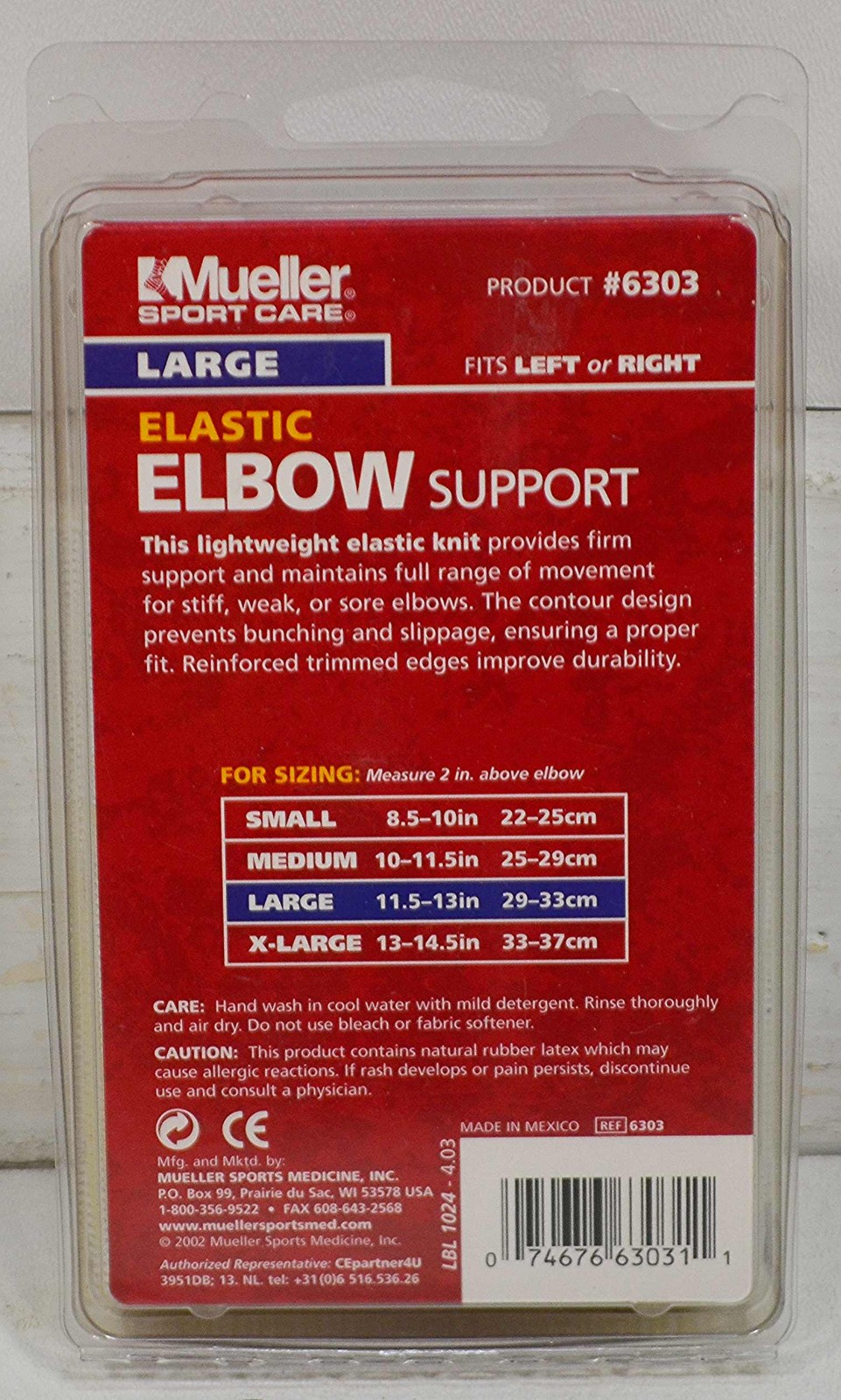 Mueller Elastic Elbow Support Large #6303 Support Level: Basic Firm Breathable