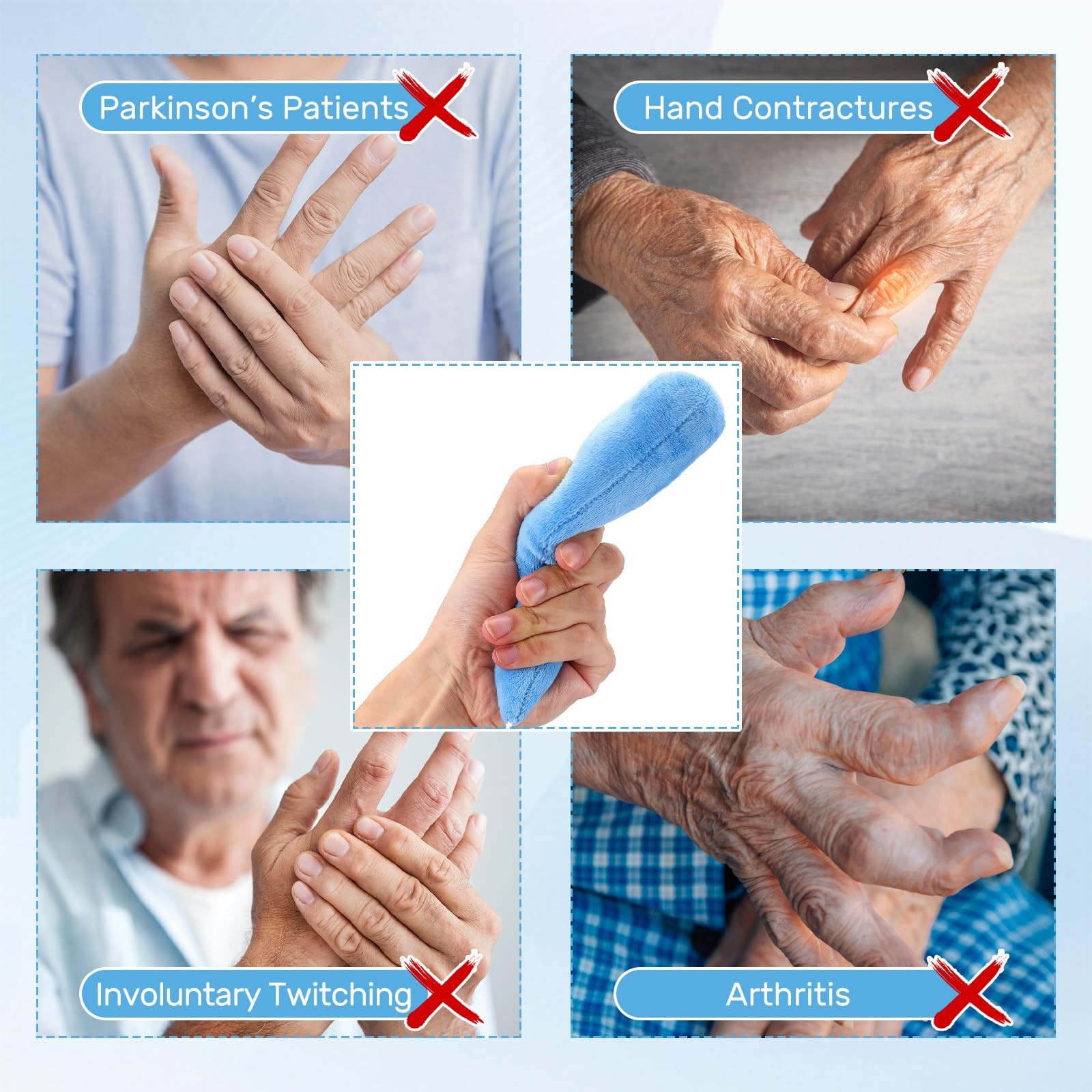 Palm Protector Hand Carrot Shape Finger Contracture Cushion Support Blue 2 PCS