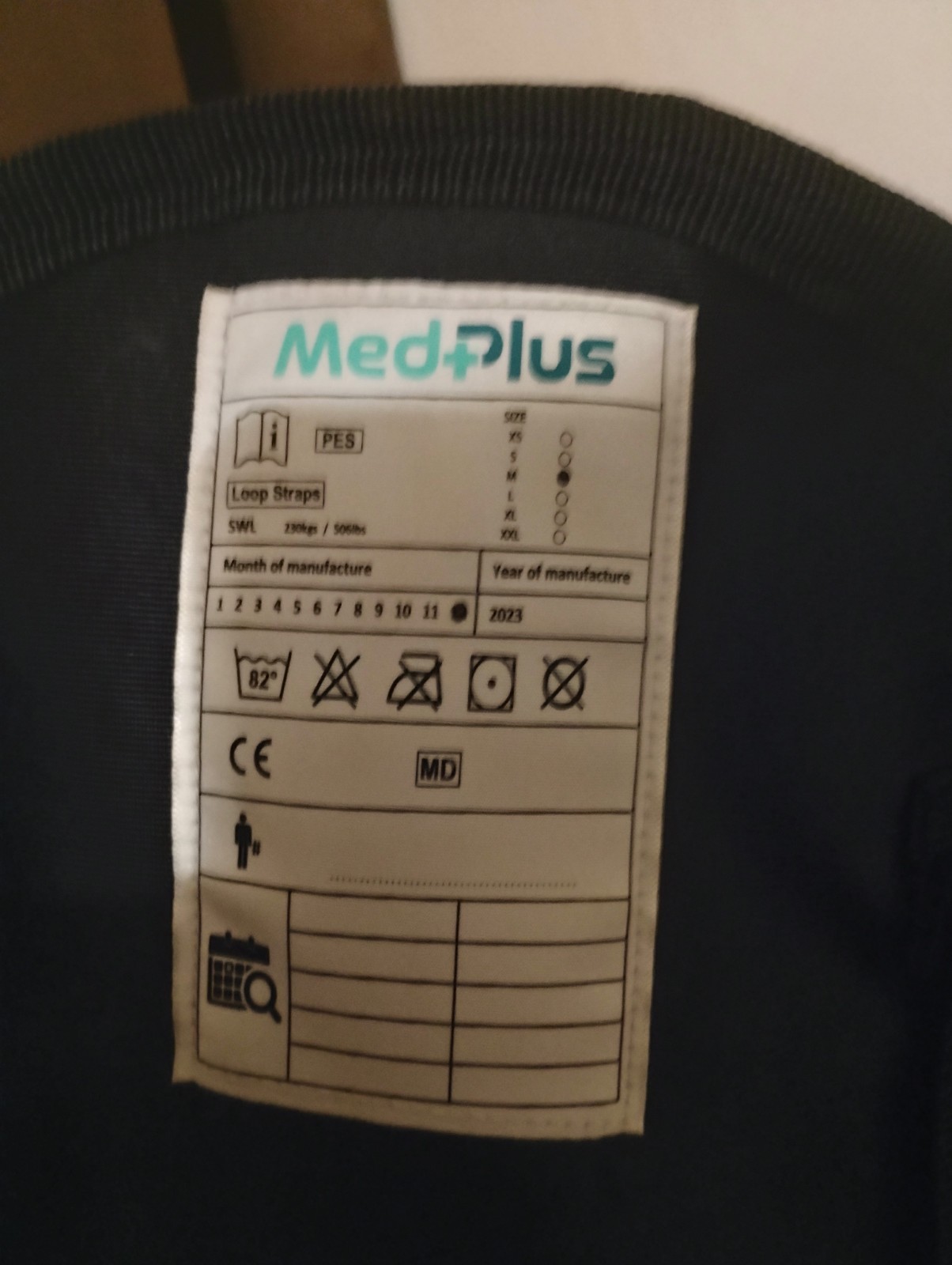 MedPlus Black Orthopedic Back Brace Support Size M Loop Straps PES CE Certified