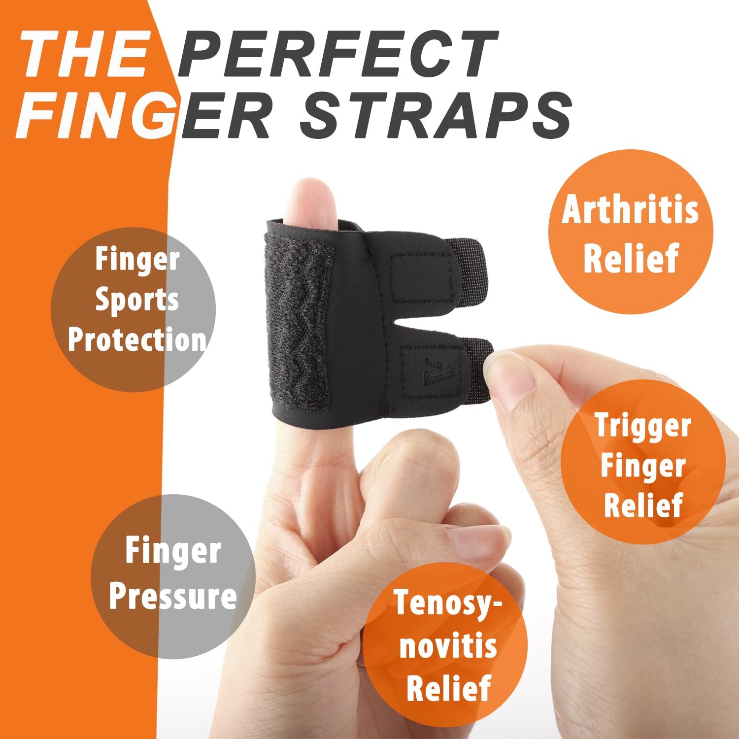 KiiMos 2PCS Finger Splints (No Metal Support) – Adjustable Large-2PCS, Black