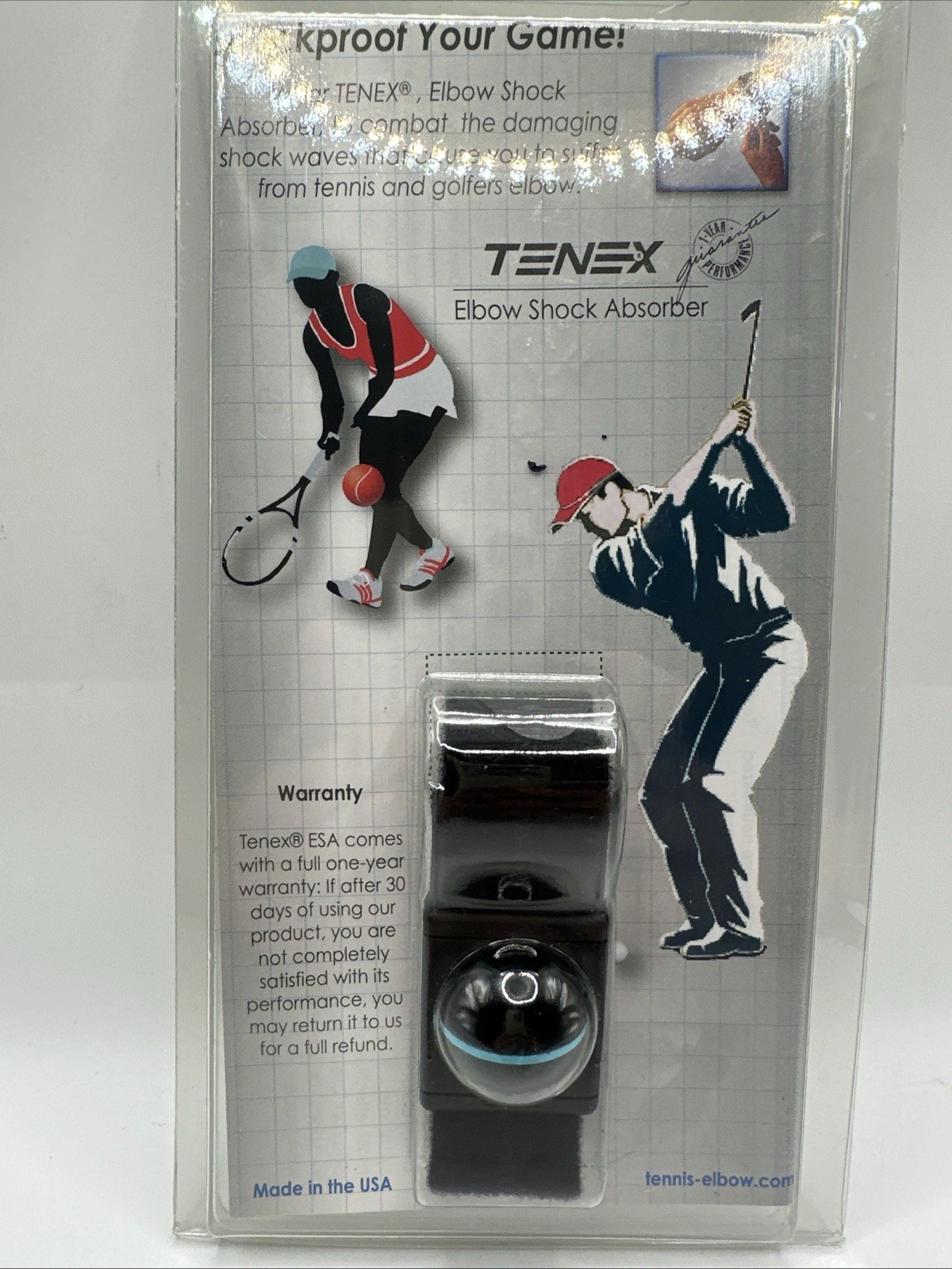 TENEX Elbow Shock Absorber Tennis Golf Elbow Support Brace NOS Sealed Swing Help