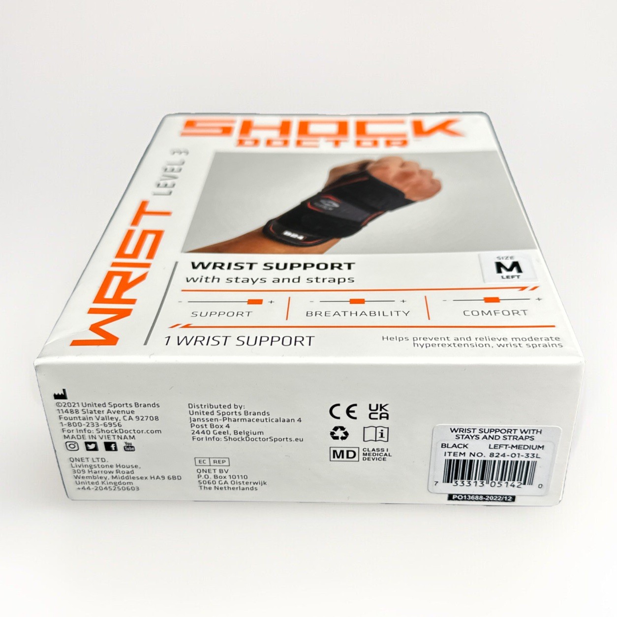 Shock Doctor Level 3 Wrist Support With Stays & Straps – Medium – Left **NEW**