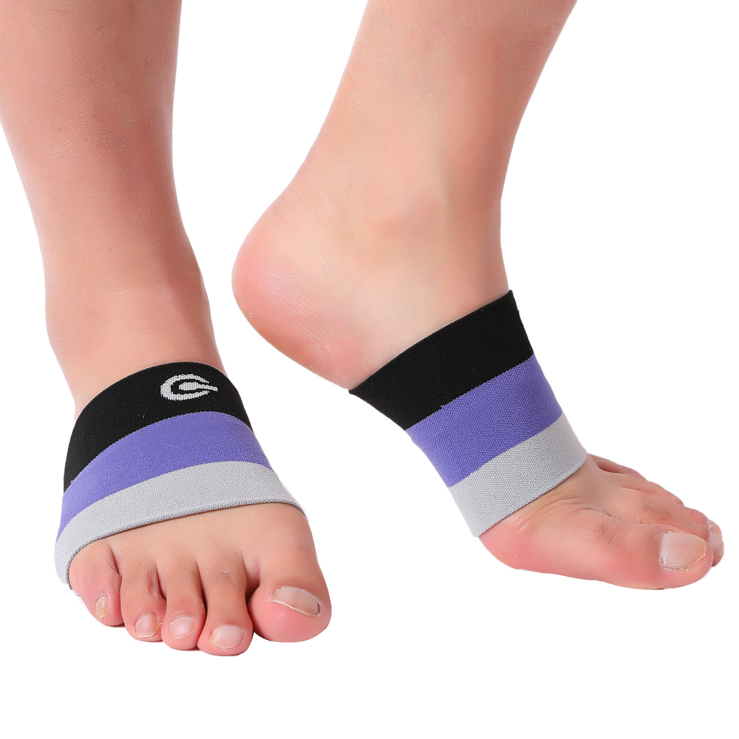 Doc Miller Arch Support Compression Sleeves 1 Pair Plantar Fasciitis BLK/PRP/GRY