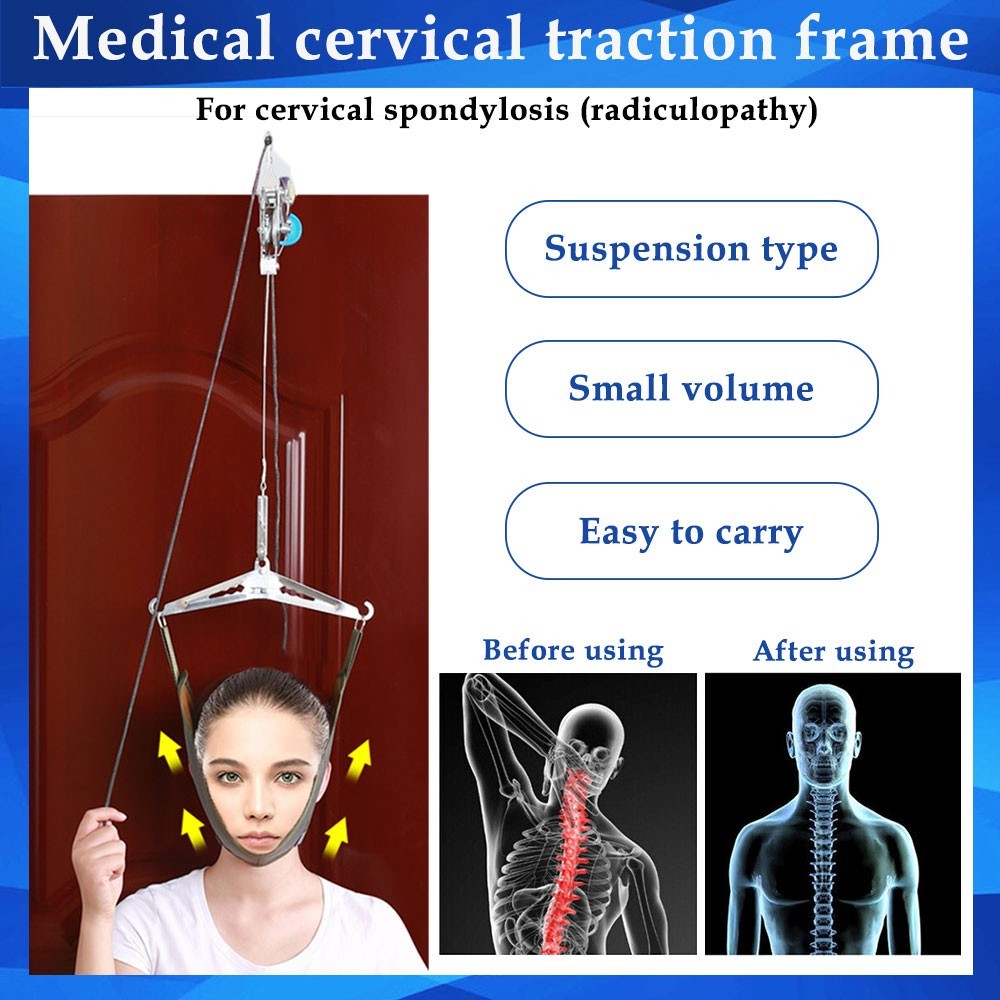 Cervical Neck Traction Stretcher Over Door Head Brace for Pain Relief at Home