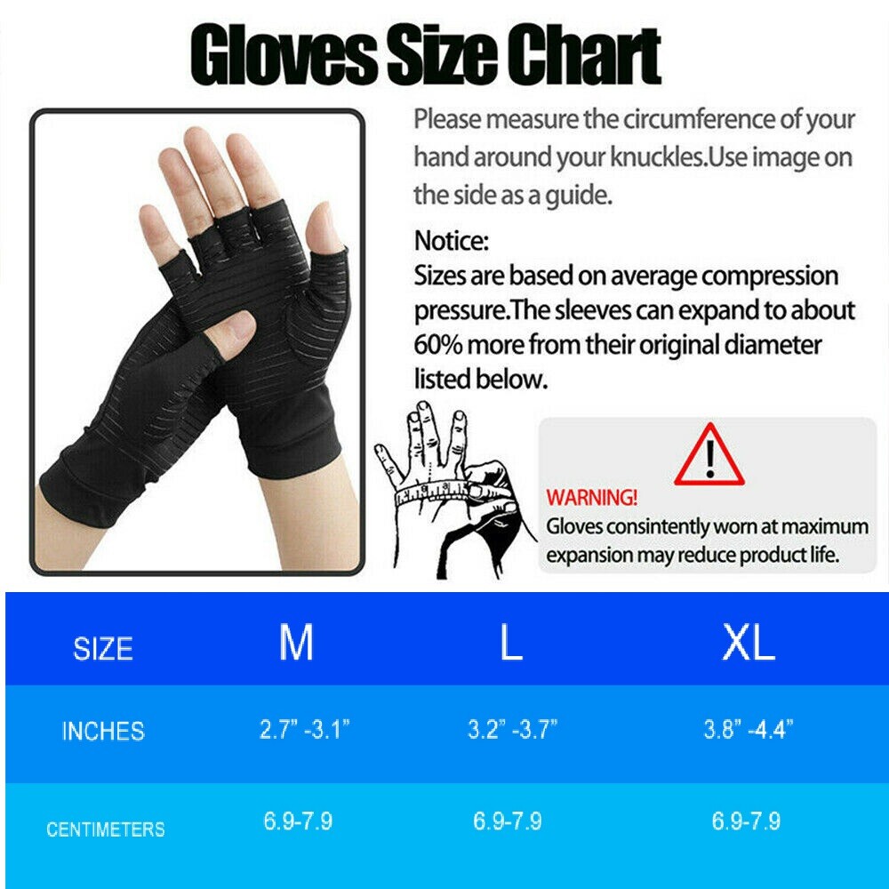 Copper Compression Arthritis Gloves Hand Wrist Support Brace Joint Pain Relief