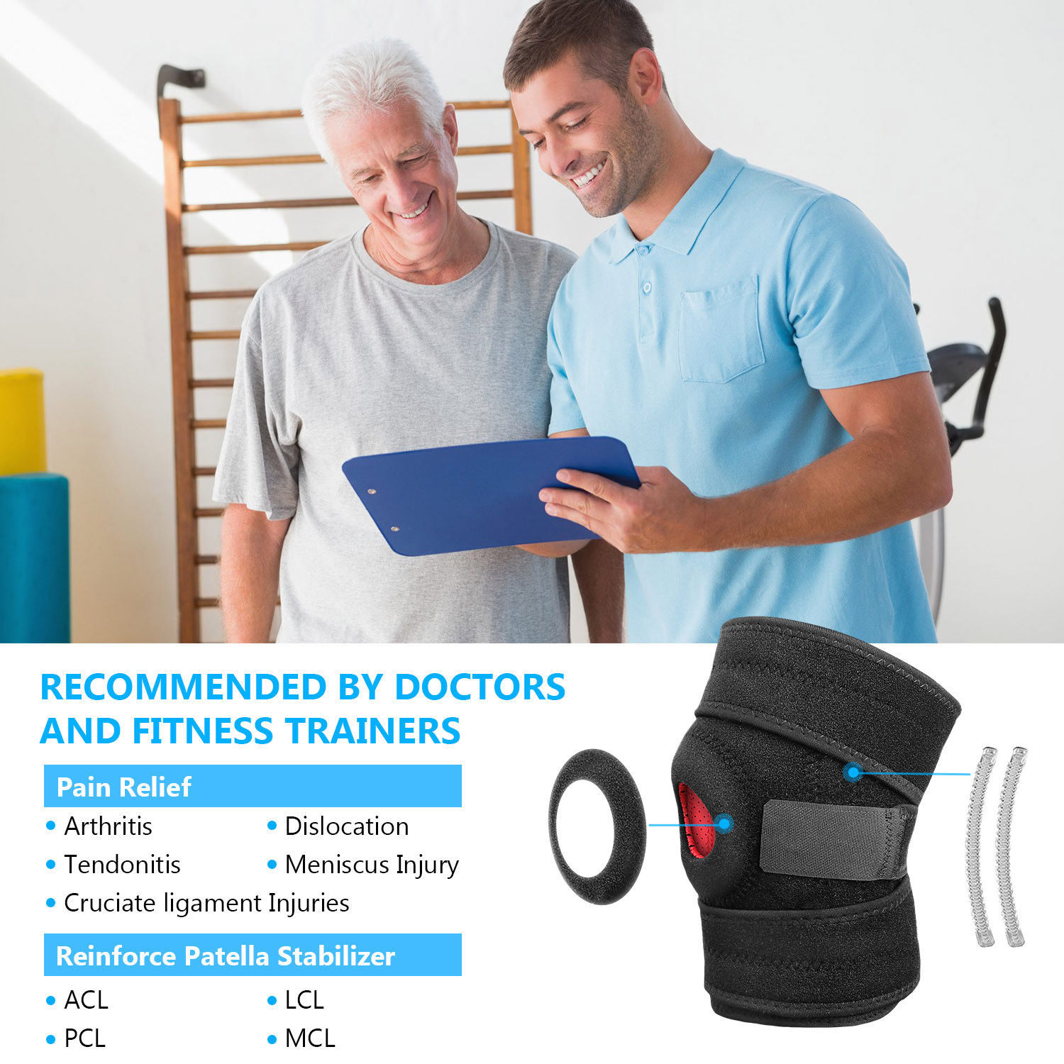 Patella Knee Sleeve Compression Brace Support Meniscus Pad Sports Gym Joint Pain