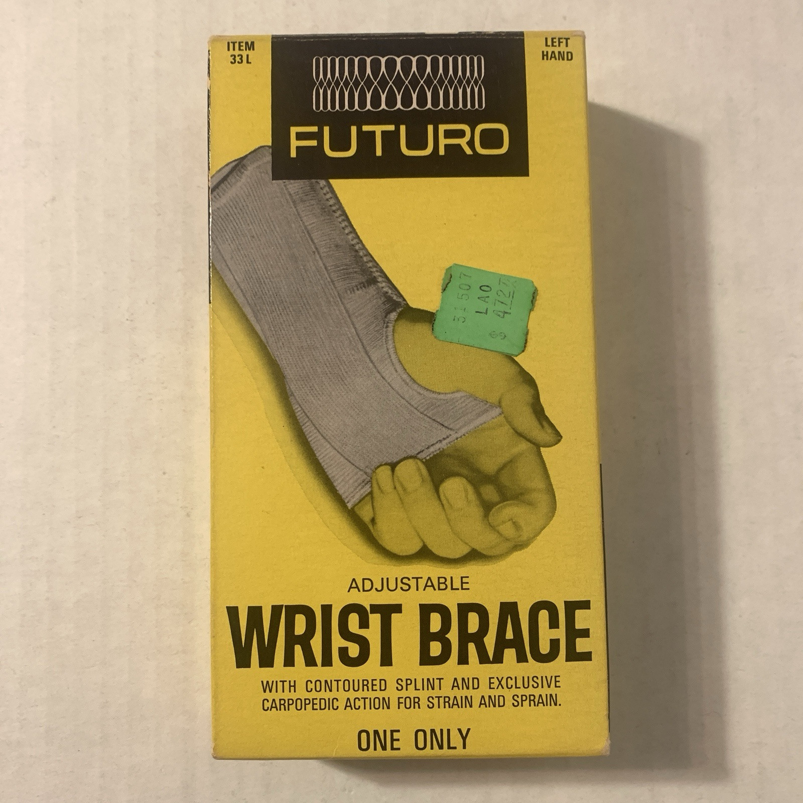 Vintage 1960s Futuro Adjustable Wrist Brace Left Hand Small Contoured Splint 33L