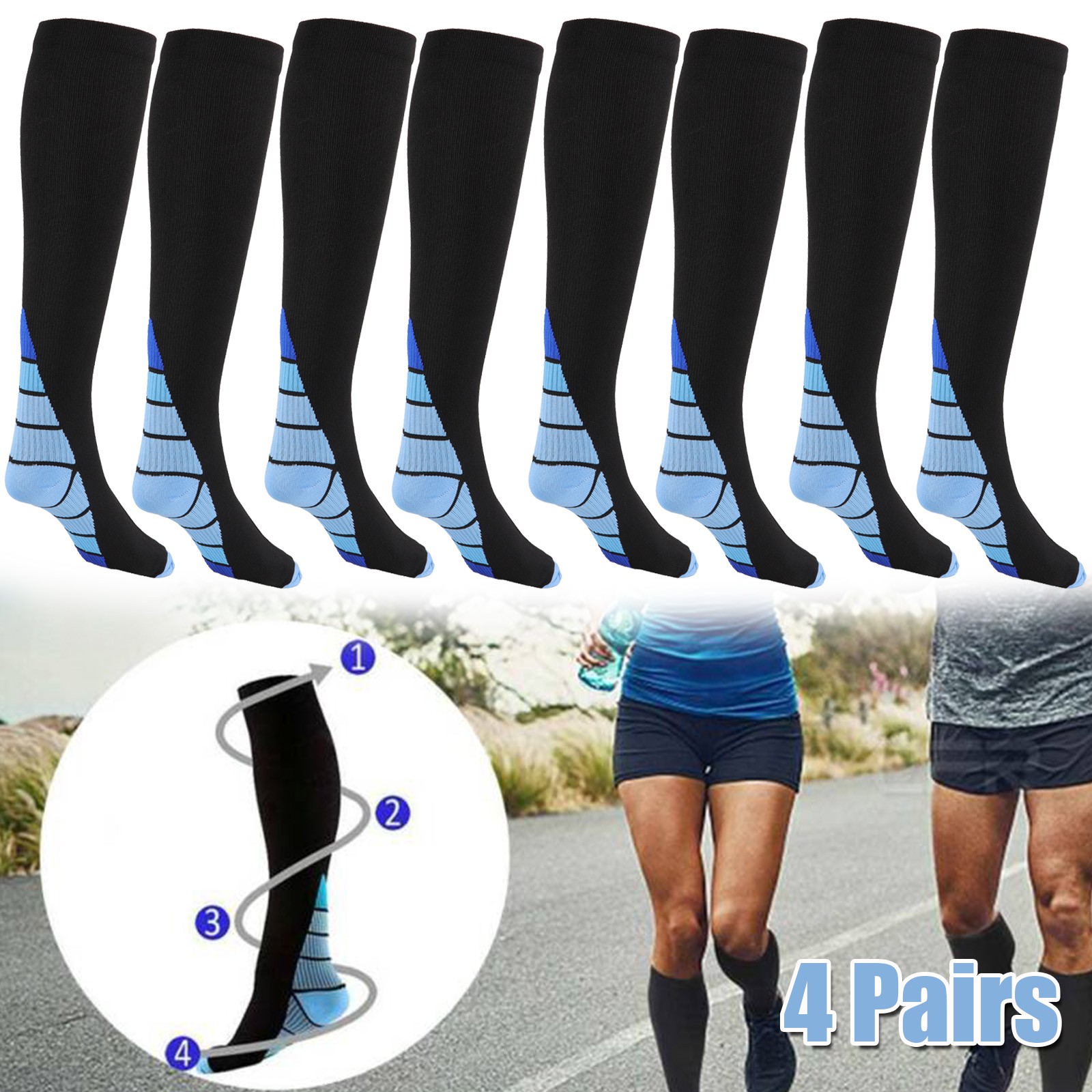 Compression Socks Stockings Knee High Womens Mens Anti Swelling Socks 20-30 mmHG