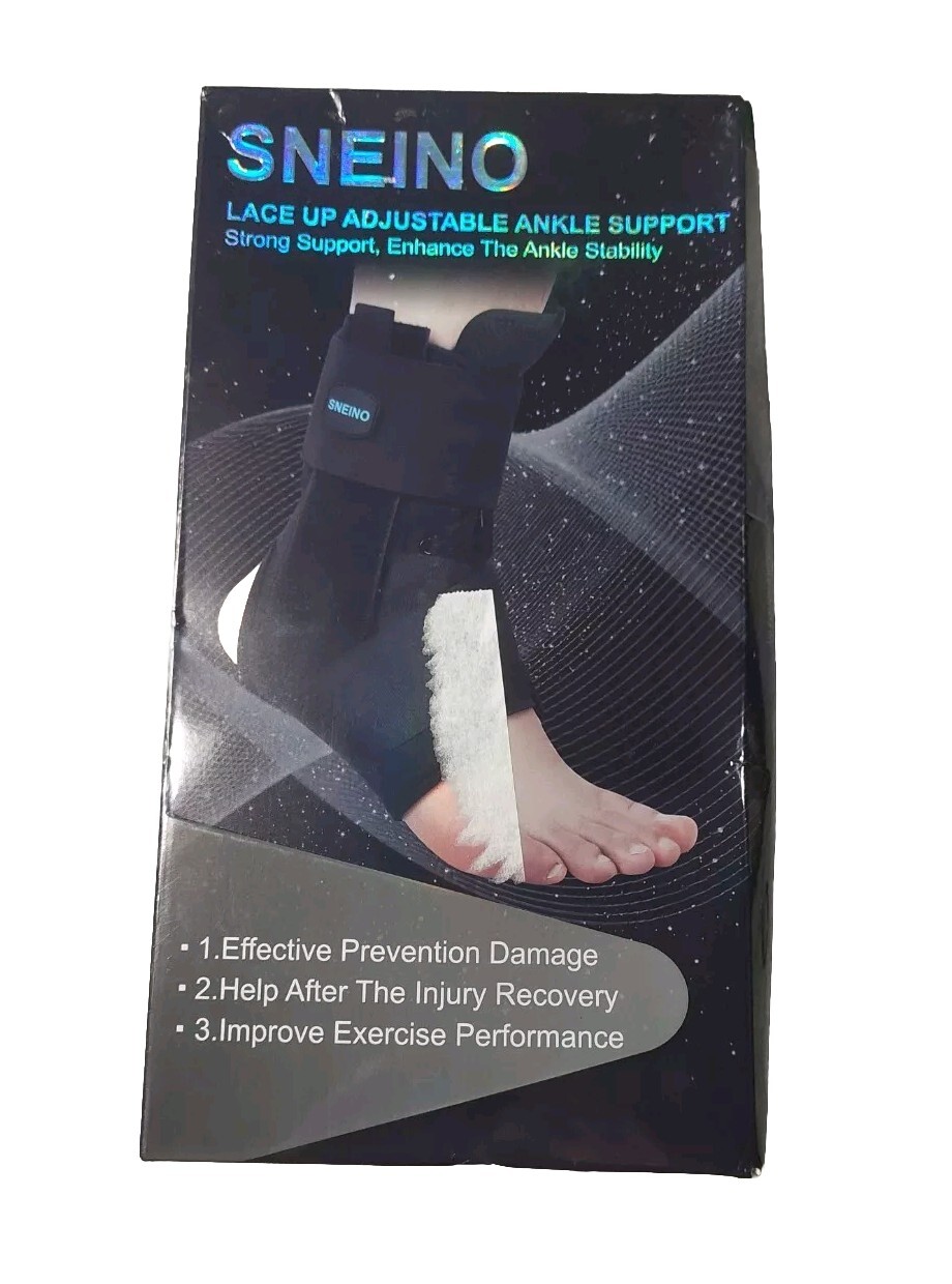 SNEINO Lace up Ankle Brace for Women & Men Ankle Support Brace Small Black