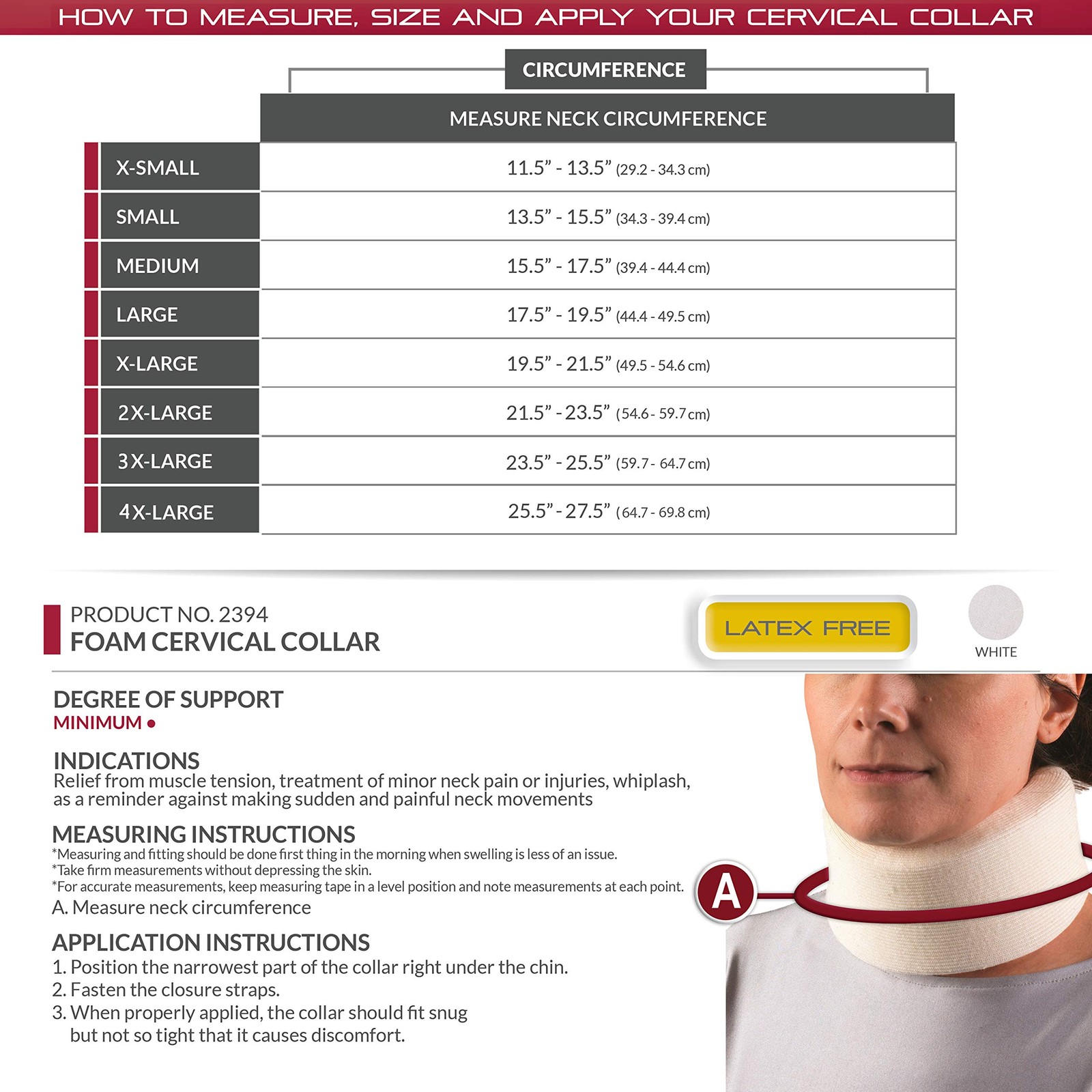 X Large White Orthopedic Neck Brace Soft Cervical Collar for Pain Relief