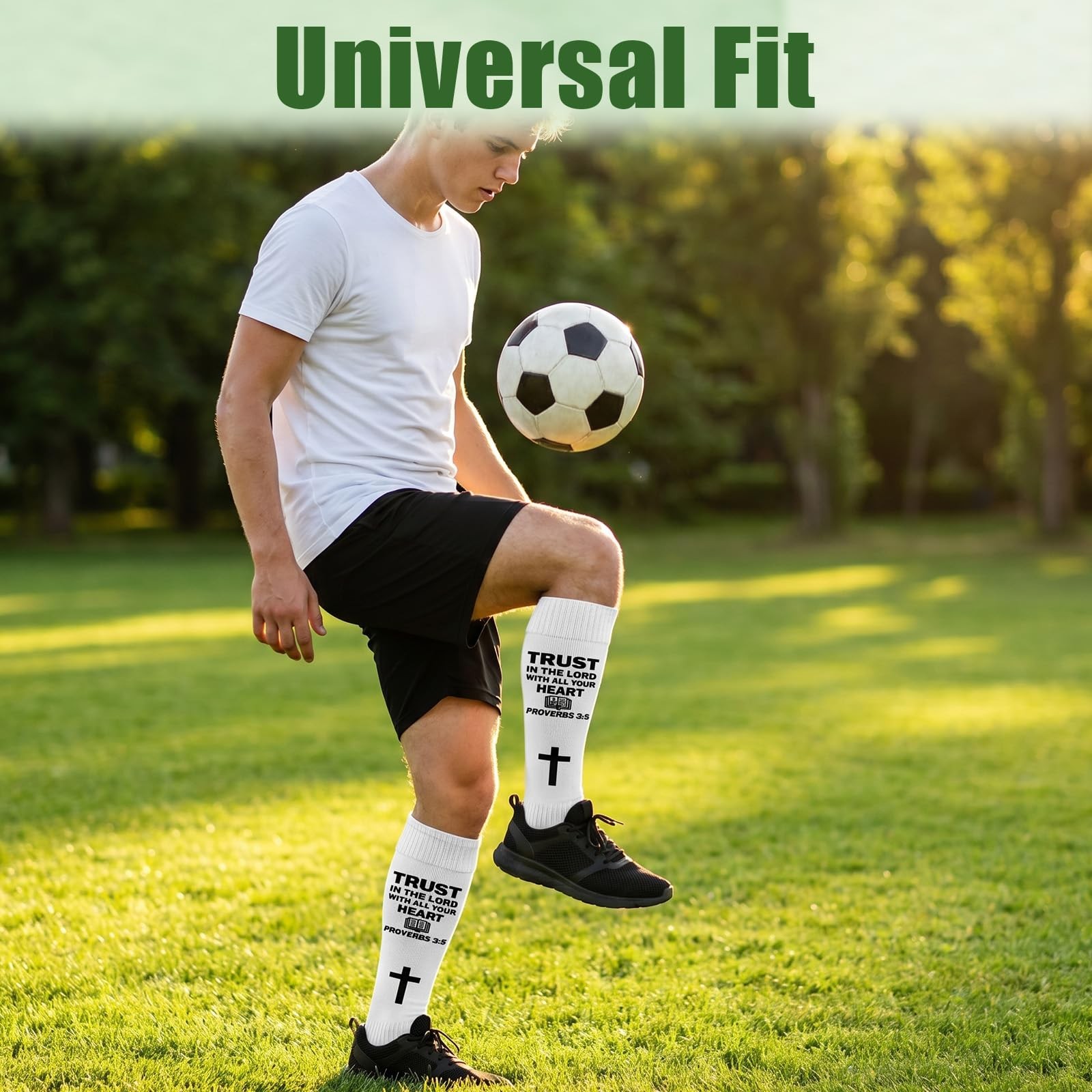 6 Pairs Soccer Shin Guard Sleeves Adult with Inspirational Verse, Pre Cut Soc…