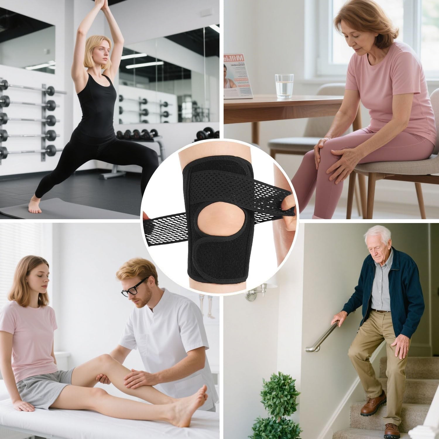 Knee patellar pad adjustable Brace tendon support knee black