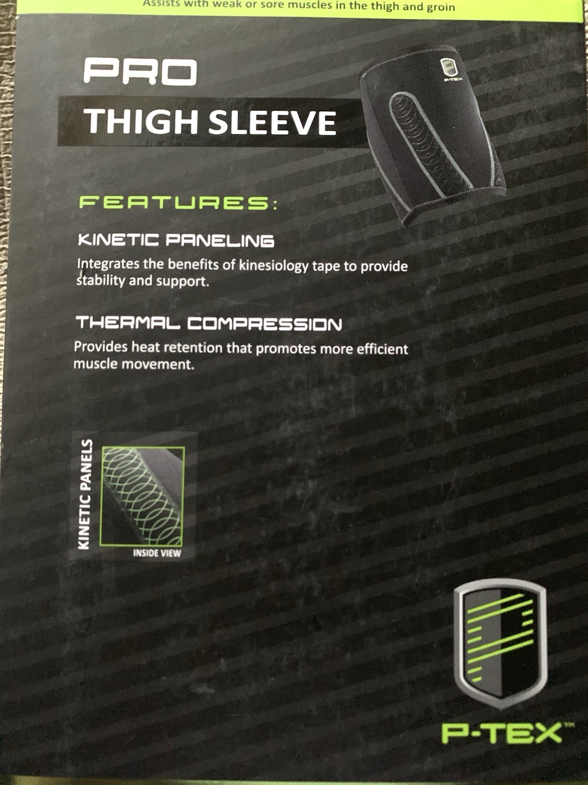 P-TEX PRO ** THIGH SLEEVE ** ” P-TEXG200 ” X-Large ** BLACK **NEW**