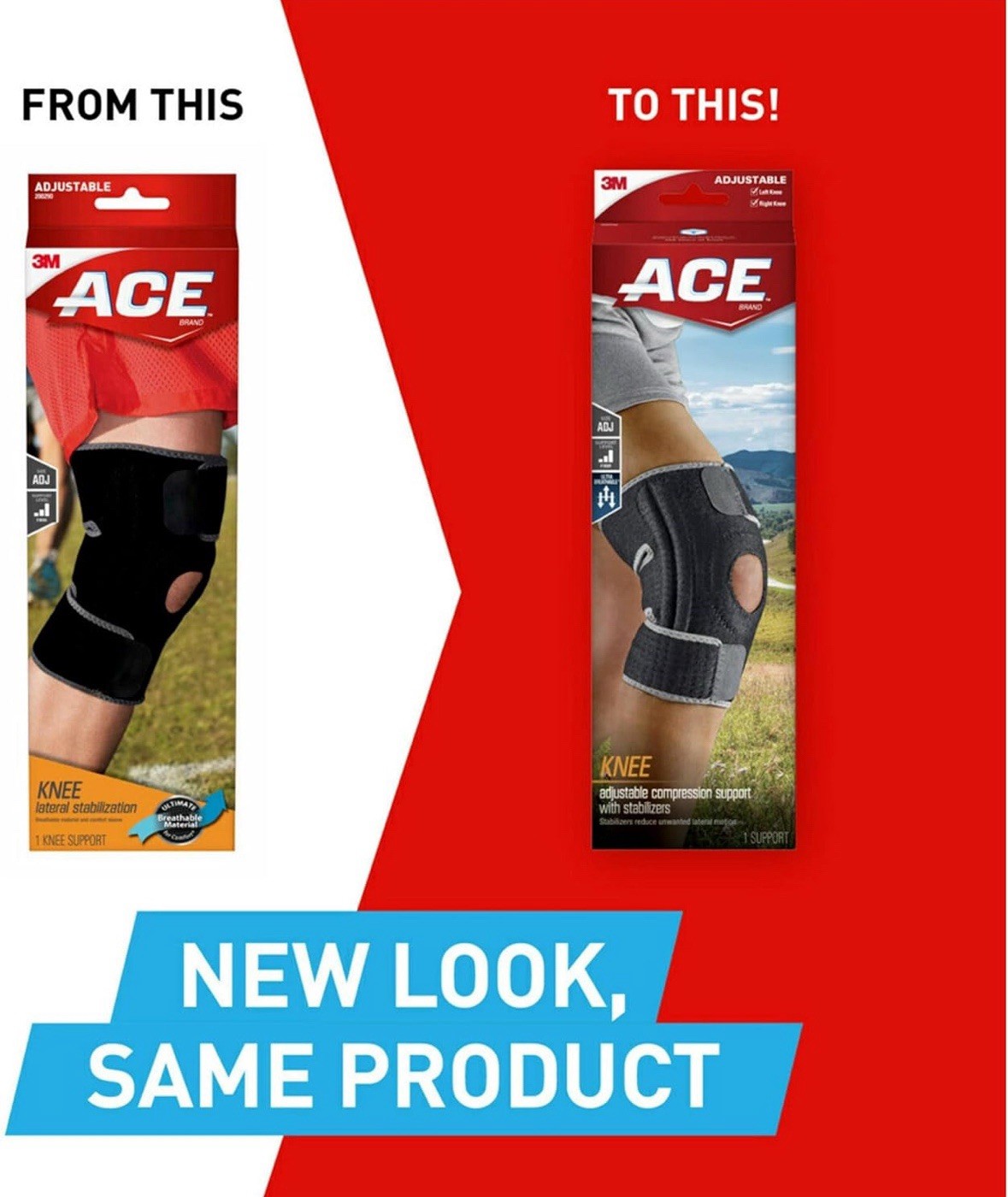 Ace Adjustable Knee Brace with Side Stabilizers – One Size (200290-SIOC)