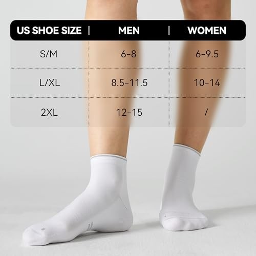 2/5 Pairs Ankle Compression Socks for Men and Large-X-Large White (5 Pairs)