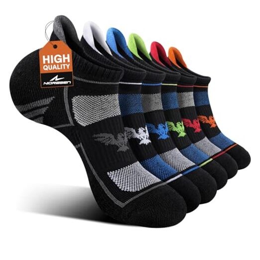 Mens Running Socks 6 Pairs with Arch Compression Support, 10-12 Multicolor