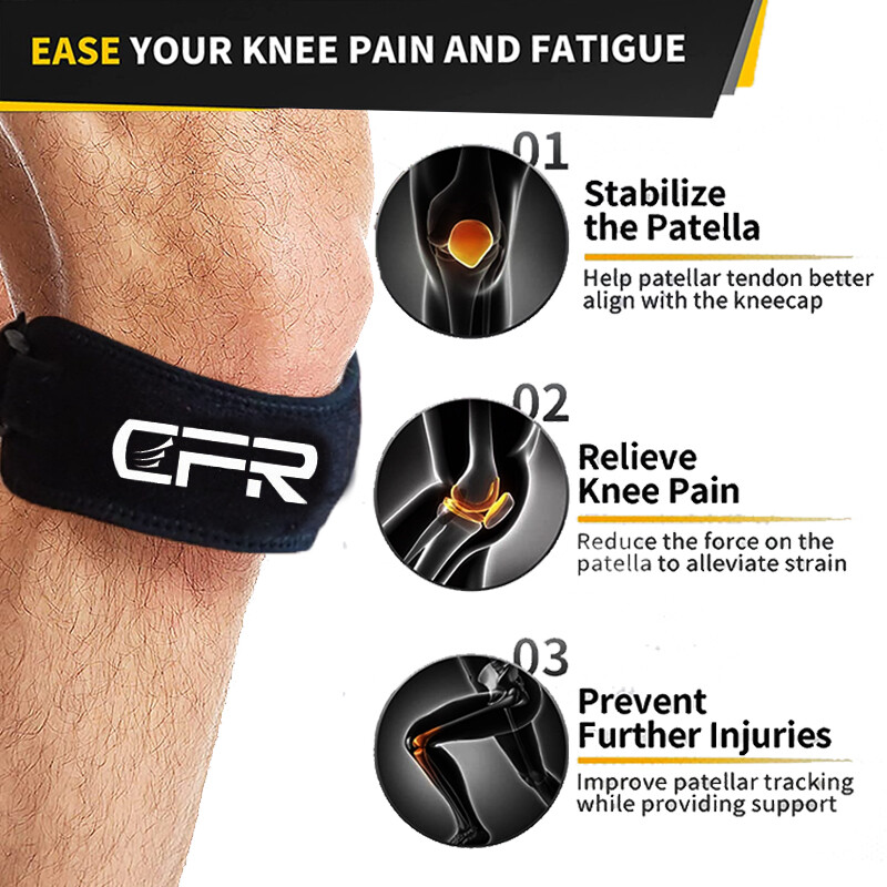 A Pair Knee Brace Support Patella Stabilizer Strap Arthritis Tendon Running