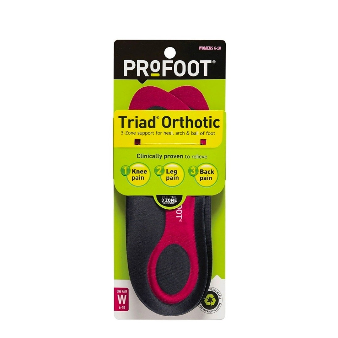 PROFOOT Triad Orthotics Women’s 6-10 – 1 Pair, Relieves Knee, Leg & Back Pain