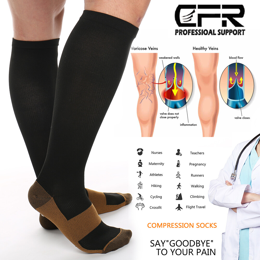Copper Compression Socks 15-20mmHg Best for Men Women Running Athletic Medical *