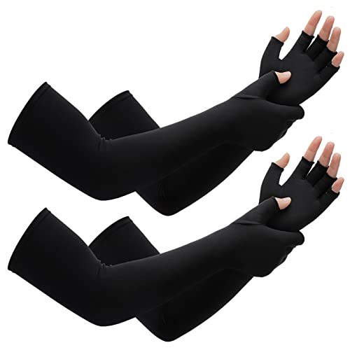 2 Pairs Copper Long Gloves Carpal Tunnel Gloves Open Medium Basic Style