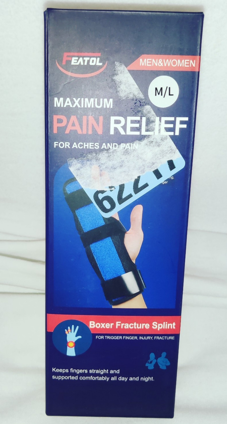 FEATOL Boxer Fracture Splint Hand Finger Brace for Pinky Finger, Hand M/L NEW