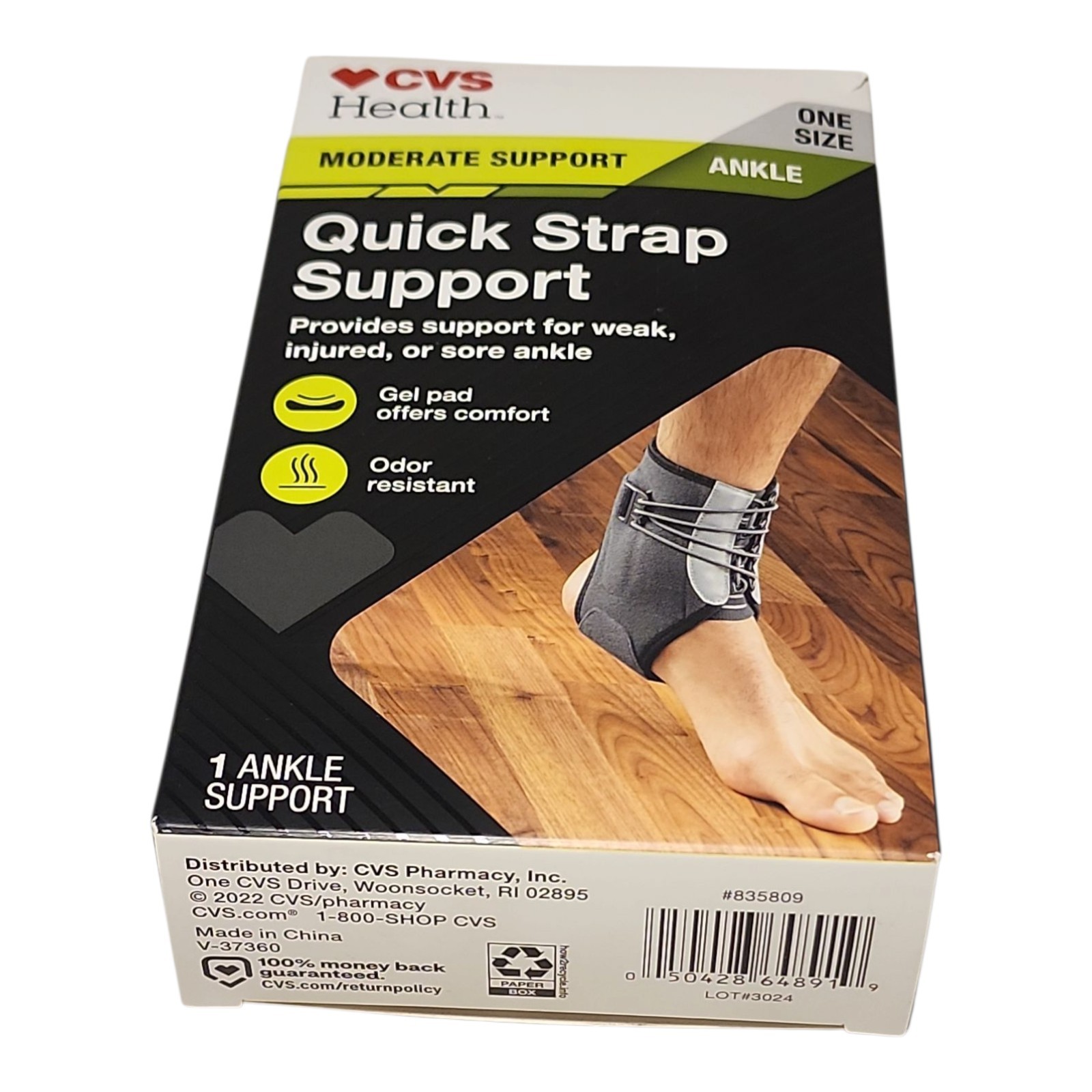 CVS Health Moderate Support Ankle Quick Strap Support One Size New