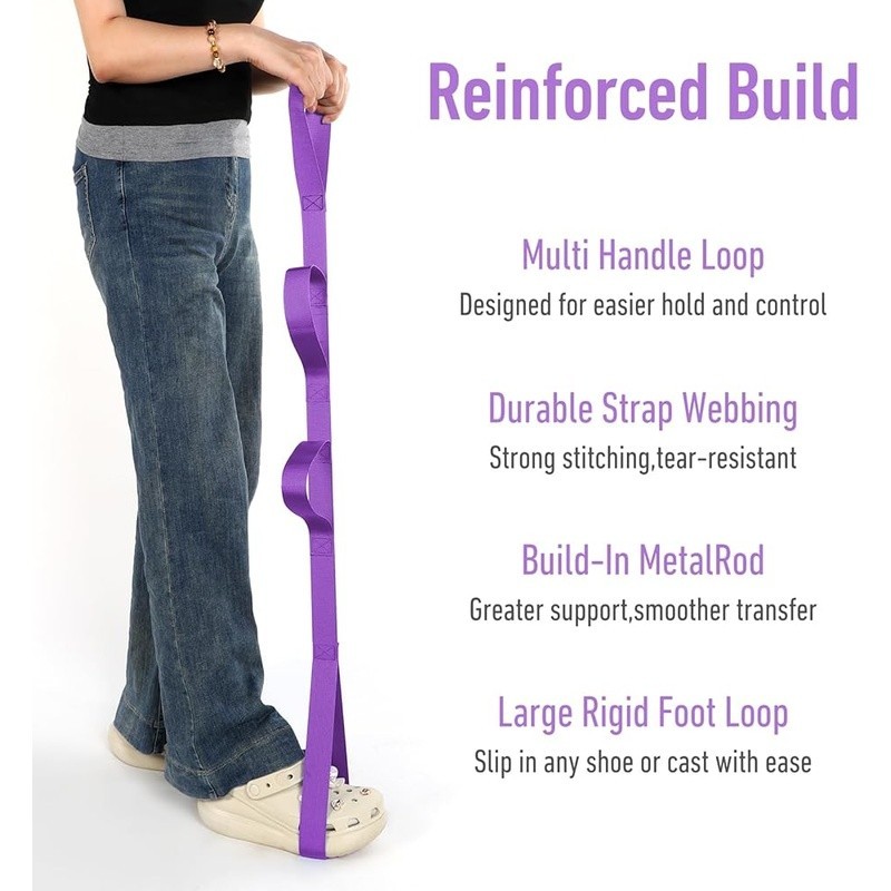 45” Leg Lifter Strap w/ Multi Loops Post Surgery Recovery Aid Hip Replacement