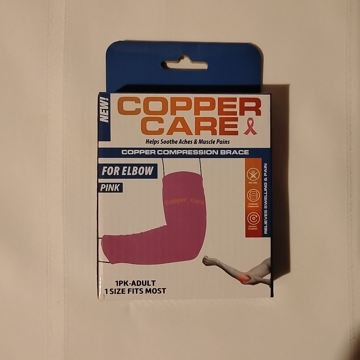 Copper Care Compression Elbow Brace/ Pink 1 In Pack, 1 Size Fits Most